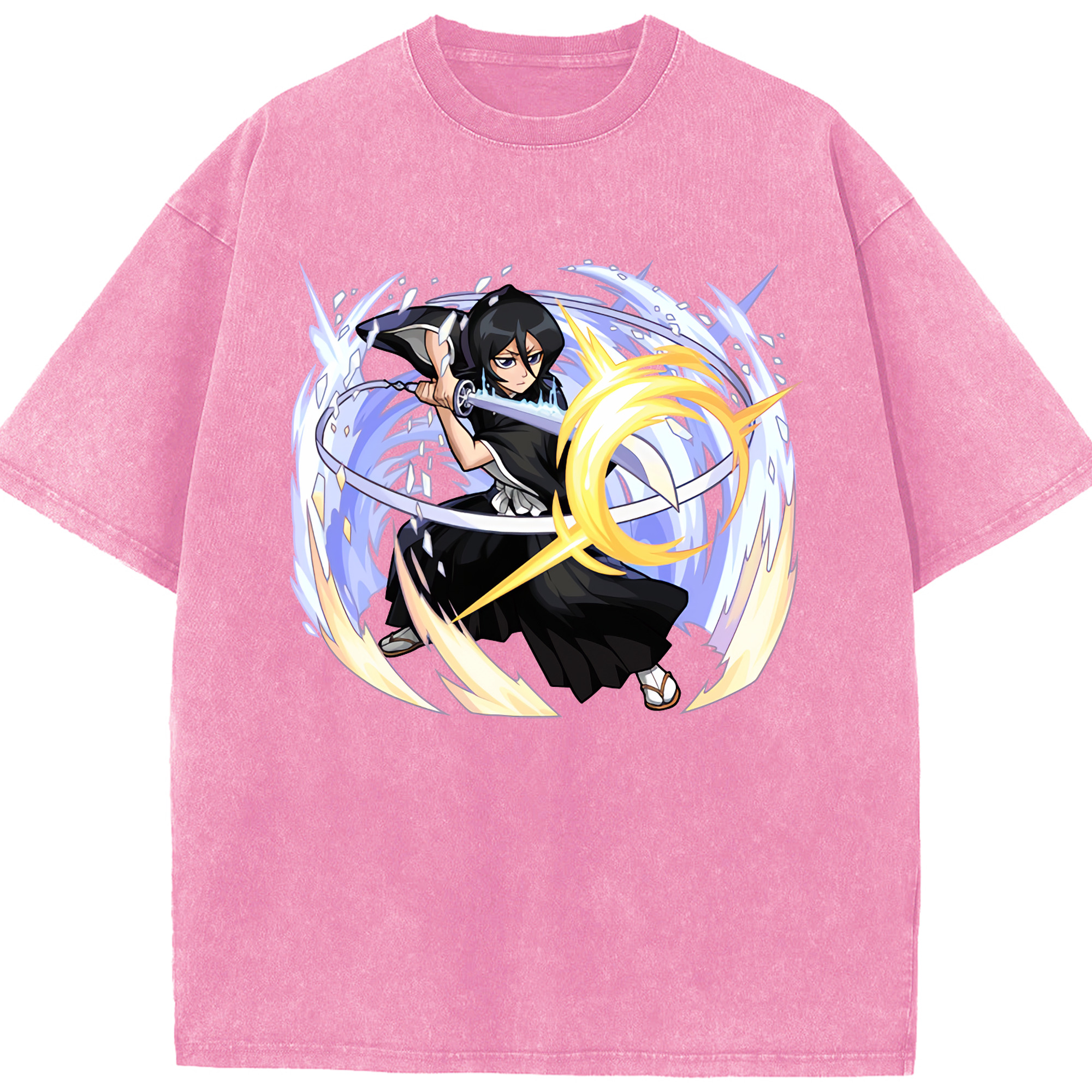 （画像用） ブリーチ 朽木ルキア BLEACH Kuchiki Rukia 綿100% ヴィンテージ風 半袖Tシャツ（フロントプリント）